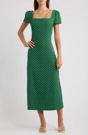 Polka Dot Square Neck Midi Dress at Nordstrom