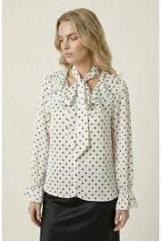 Polka Dot Tie Neck Blouse at Nordstrom