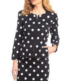 Polka Dot Zip Front Jacket 2 Piece Skirt Suit by John Meyer at Dillards