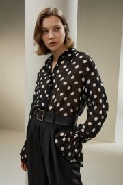 Polka Dots Georgette Blouse at LilySilk