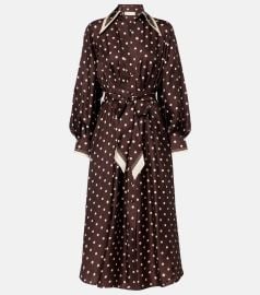 Polka-dot belted silk shirt dress in brown - Zimmermann at Mytheresa