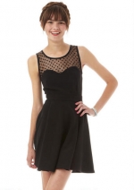 Polka dot illusion dress at Delias