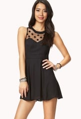 Polka dot mesh skater dress at Forever 21