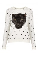 Polka dot panther sweatshirt at Topshop