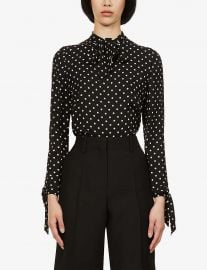 Polka dot-print silk-crepe blouse at Selfridges