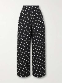 Polka-dot textured-crepe wide-leg pants at Net a Porter