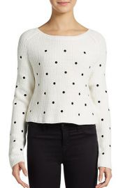 Polka dotted cropped knit sweater at Saks Off 5th