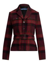 Polo Ralph Lauren Belted Plaid Jacket Red at Farfetch