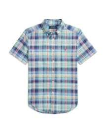 Polo Ralph Lauren Boys39 Plaid Cotton Oxford Short Sleeve Shirt - Little Kid Big Kid Bloomingdale39s at Bloomingdales