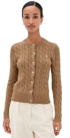 Polo Ralph Lauren Cotton Cable Long Sleeve Cardigan Vintage Khaki XXS at Shopbop