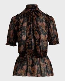 Polo Ralph Lauren Floral Georgette Tie-Neck Blouse at Neiman Marcus