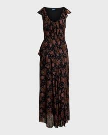 Polo Ralph Lauren Floral Ruffle-Trim Georgette Maxi Dress at Neiman Marcus