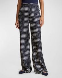 Polo Ralph Lauren Geo Motif Silk Wide Leg Pants at Neiman Marcus