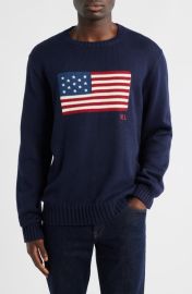 Polo Ralph Lauren Intarsia Flag Cotton Crewneck Sweater at Nordstrom