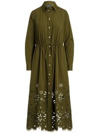 Polo Ralph Lauren Jessica broderie-anglaise Cotton Shirtdress Green at Farfetch