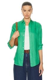 Polo Ralph Lauren Linen Long Sleeve Shirt in Vineyard Green FWRD at FWRD