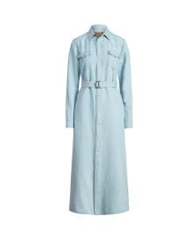 Polo Ralph Lauren Long-Sleeve Belted Denim Midi Dress at Neiman Marcus