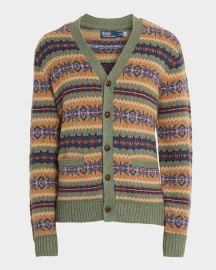 Polo Ralph Lauren Mens Fair Isle Cotton Blend Cardigan at Neiman Marcus