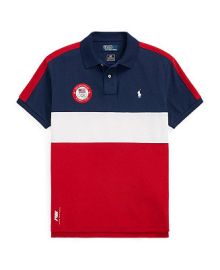 Polo Ralph Lauren Mens Navy Team USA 2024 Summer Olympics Villagewear Performance Mesh Colorblock Polo - Macys at Macys