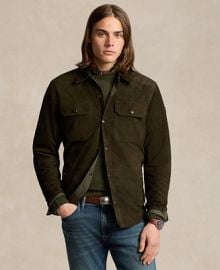 Polo Ralph Lauren Mens Reversible Suede-Taffeta Shirt Jacket - Macys at Macys
