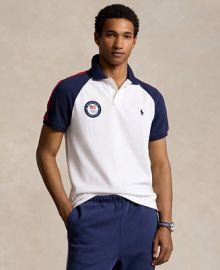 Polo Ralph Lauren Mens Team USA Custom Slim-Fit Mesh Polo Shirt - Macys at Macys