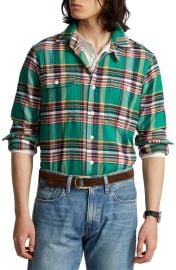 Polo Ralph Lauren Plaid Stretch Performance Flannel Button-Up Shirt at Nordstrom