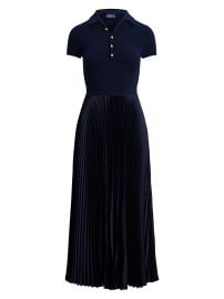 Polo Ralph Lauren Pleated Polo Maxi Dress in Hunter Navy at Saks Fifth Avenue