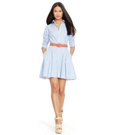 Polo Ralph Lauren Pleated Poplin Shirtdress at Dillards