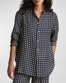 Polo Ralph Lauren Relaxed Fit Geo Motif Silk Shirt at Neiman Marcus