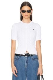 Polo Ralph Lauren Short Sleeve Cardigan in White FWRD at FWRD