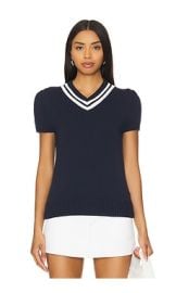 Polo Ralph Lauren Short Sleeve Pullover Sweater In Hunter Navy Cricket Cream at Revolve