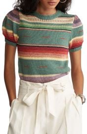 Polo Ralph Lauren Stripe Short Sleeve Sweater at Nordstrom