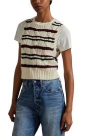 Polo Ralph Lauren Stripe Wool & Cashmere Cable Knit Sweater Vest at Nordstrom