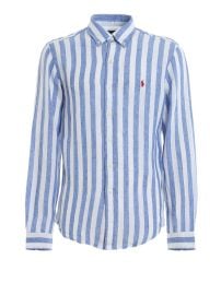 Polo Ralph Lauren Striped linen shirt - Blue - Men 710787525002 at THEBS