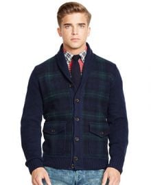 Polo Ralph Lauren Tartan Shawl Cardigan Sweater at Macys