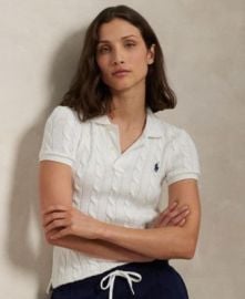 Polo Ralph Lauren Womens Cable-Knit Polo Shirt - Macys at Macys