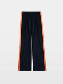 Poma Straight Pants Navy With Satin Stripes | Zadig&Voltaire at Zadig & Voltaire