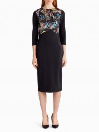 Ponte Floral Long Sleeve Day Dress by Jason Wu at Orchid Mile