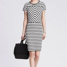 Ponte Stripe Dress by Banana Republic at Banana Republic