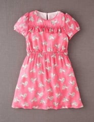 Poodle print ruffle dress at Boden