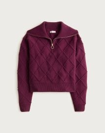 Popcorn-stitch quarter-zip sweater in vintage wool at J. Crew