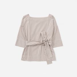 Poplin Belted Top in Stripe at Everlane