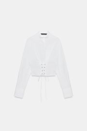 Poplin Corset Detail Shirt at Zara