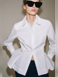 Poplin Peplum Shirt at Zara