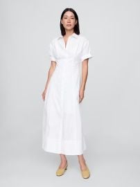 Poplin Roll Cuff Midi Dress at GAP