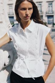 Poplin Shirt with Guipure at Zara