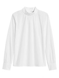 Poplin mock neck blouse at Banana Republic