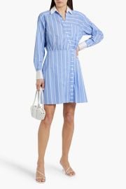 Poppe Wrap Effect Striped Cotton Blend Poplin Mini Shirt Dress at The Outnet