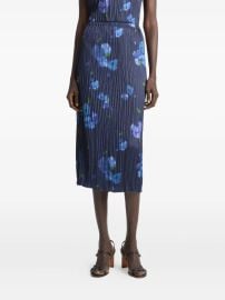 Poppy Blur Pleated Midi Skirt at Farfetch