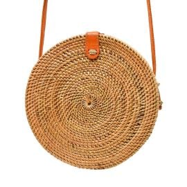 Poppy Sage Camilla Rattan Bag at Wolf & Badger